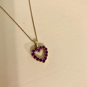 Gorgeous Purple & Gold Heart-Shaped Necklace & Pendant